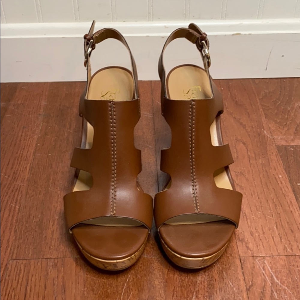 Brown wedge sandals